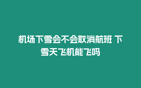 機場下雪會不會取消航班 下雪天飛機能飛嗎