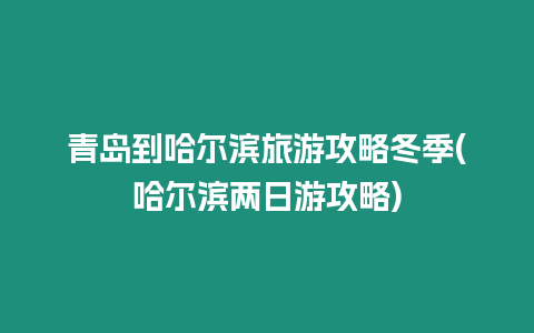 青島到哈爾濱旅游攻略冬季(哈爾濱兩日游攻略)