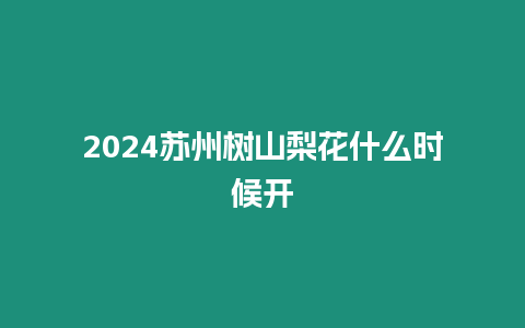 2024蘇州樹山梨花什么時候開