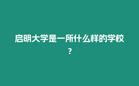 啟明大學是一所什么樣的學校？