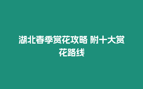 湖北春季賞花攻略 附十大賞花路線