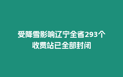 受降雪影響遼寧全省293個收費站已全部封閉