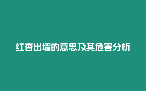 紅杏出墻的意思及其危害分析