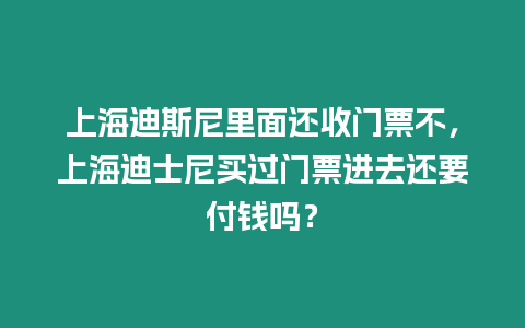 上海迪斯尼里面還收門票不，上海迪士尼買過門票進去還要付錢嗎？