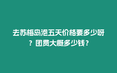 去蘇梅島泡五天價格要多少呀？團費大概多少錢？