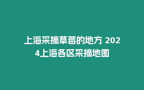 上海采摘草莓的地方 2024上海各區采摘地圖