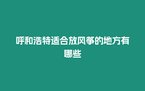 呼和浩特適合放風箏的地方有哪些