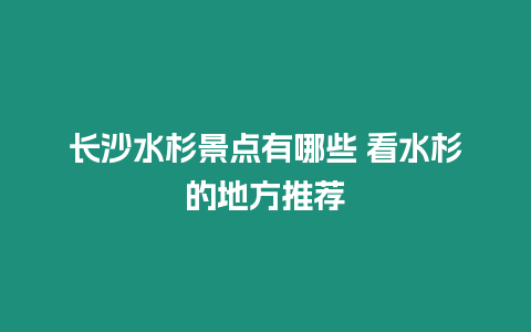 長沙水杉景點有哪些 看水杉的地方推薦