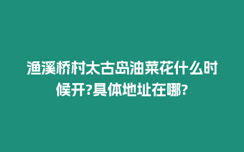 漁溪橋村太古島油菜花什么時(shí)候開?具體地址在哪?