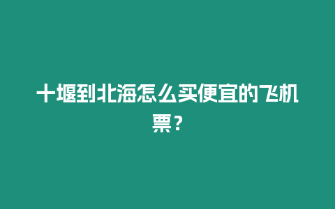 十堰到北海怎么買便宜的飛機票？