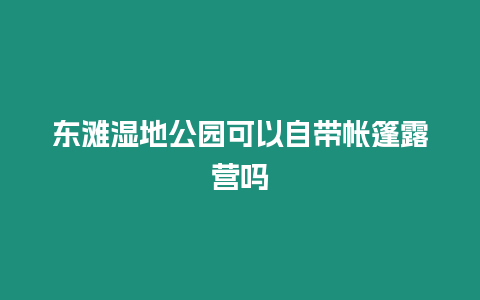 東灘濕地公園可以自帶帳篷露營嗎