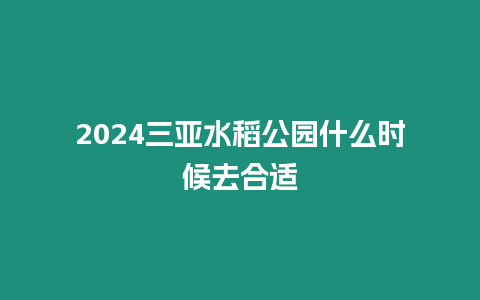 2024三亞水稻公園什么時候去合適