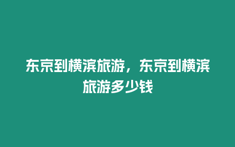 東京到橫濱旅游，東京到橫濱旅游多少錢