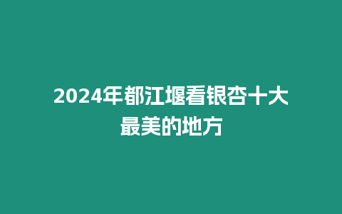 2024年都江堰看銀杏十大最美的地方