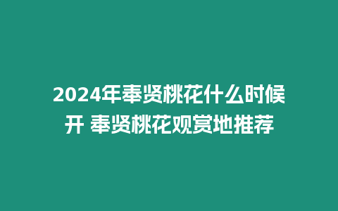 2024年奉賢桃花什么時(shí)候開(kāi) 奉賢桃花觀賞地推薦