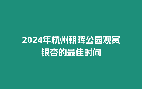 2024年杭州朝暉公園觀賞銀杏的最佳時間