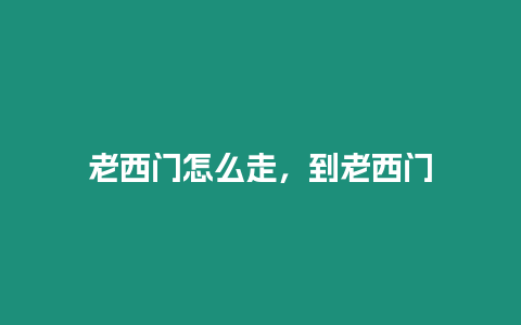 老西門怎么走，到老西門