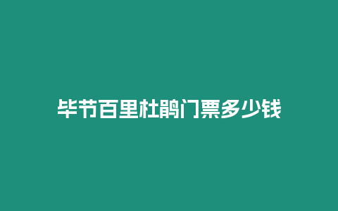 畢節百里杜鵑門票多少錢