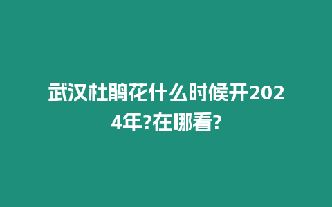 武漢杜鵑花什么時候開2024年?在哪看?