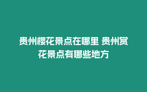 貴州櫻花景點在哪里 貴州賞花景點有哪些地方