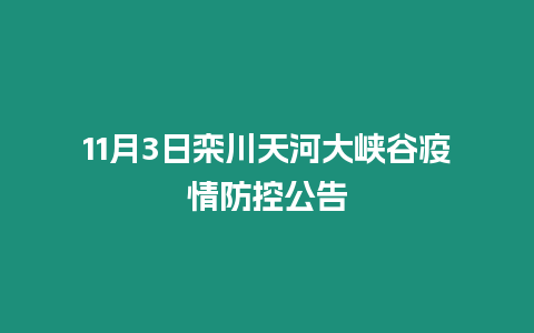 11月3日欒川天河大峽谷疫情防控公告