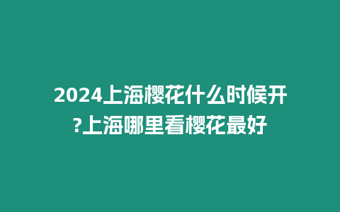 2024上海櫻花什么時候開?上海哪里看櫻花最好