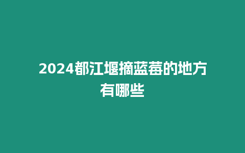 2024都江堰摘藍莓的地方有哪些