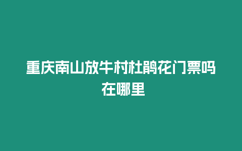 重慶南山放牛村杜鵑花門票嗎 在哪里