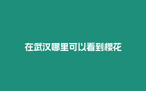 在武漢哪里可以看到櫻花