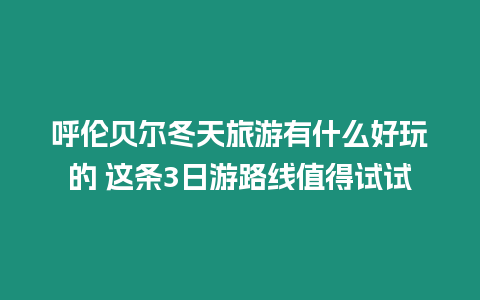 呼倫貝爾冬天旅游有什么好玩的 這條3日游路線值得試試