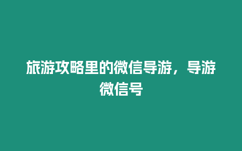 旅游攻略里的微信導游，導游微信號