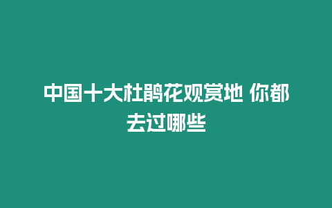 中國十大杜鵑花觀賞地 你都去過哪些