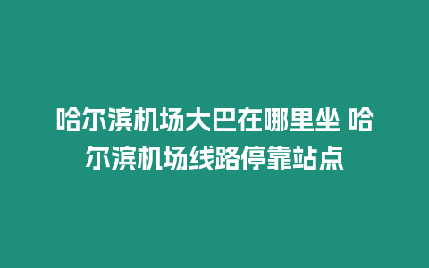 哈爾濱機場大巴在哪里坐 哈爾濱機場線路停靠站點