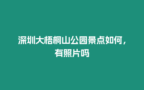 深圳大梧桐山公園景點如何，有照片嗎