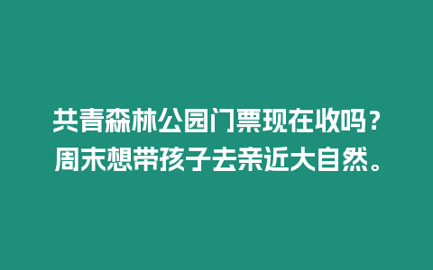 共青森林公園門票現(xiàn)在收嗎？周末想帶孩子去親近大自然。