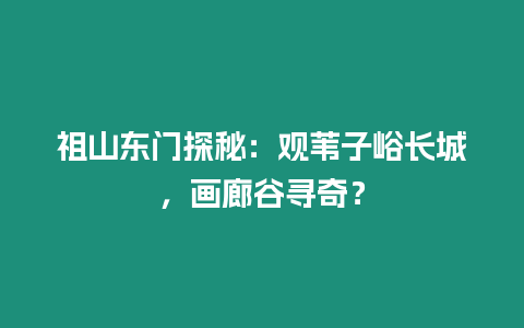 祖山東門探秘：觀葦子峪長城，畫廊谷尋奇？