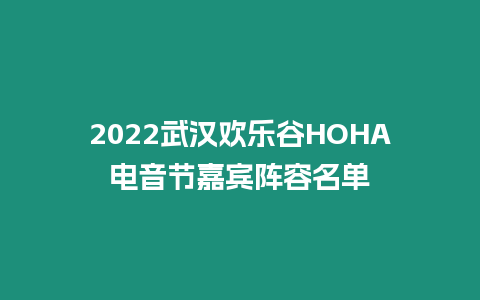 2024武漢歡樂谷HOHA電音節嘉賓陣容名單