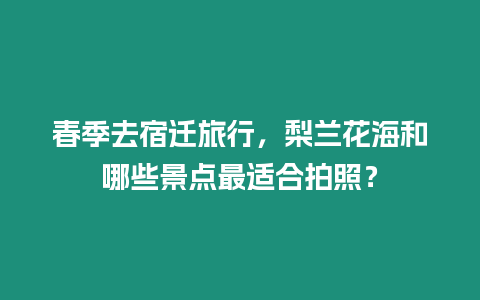 春季去宿遷旅行，梨蘭花海和哪些景點最適合拍照？