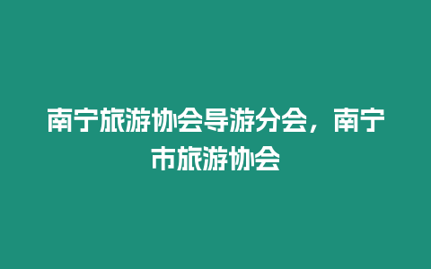 南寧旅游協(xié)會導(dǎo)游分會，南寧市旅游協(xié)會