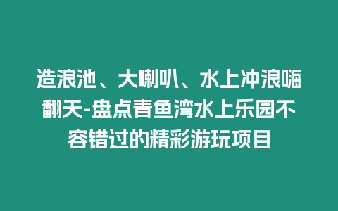 造浪池、大喇叭、水上沖浪嗨翻天-盤點青魚灣水上樂園不容錯過的精彩游玩項目