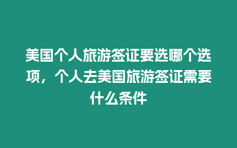 美國(guó)個(gè)人旅游簽證要選哪個(gè)選項(xiàng)，個(gè)人去美國(guó)旅游簽證需要什么條件