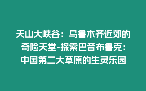 天山大峽谷：烏魯木齊近郊的奇險(xiǎn)天堂-探索巴音布魯克：中國第二大草原的生靈樂園