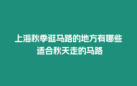 上海秋季逛馬路的地方有哪些 適合秋天走的馬路