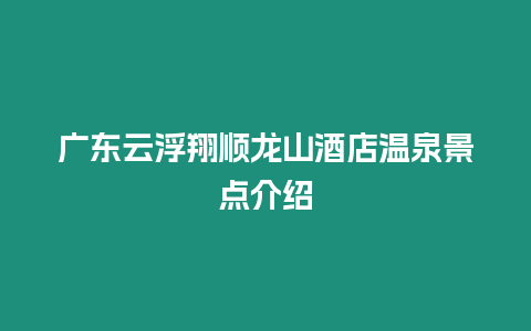 廣東云浮翔順龍山酒店溫泉景點(diǎn)介紹