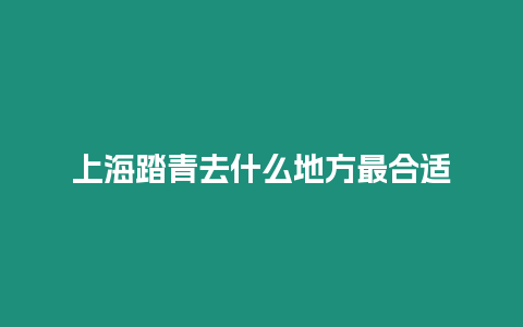 上海踏青去什么地方最合適