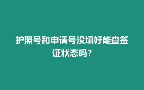 護照號和申請號沒填好能查簽證狀態嗎？