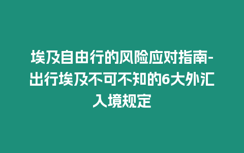 埃及自由行的風(fēng)險(xiǎn)應(yīng)對(duì)指南-出行埃及不可不知的6大外匯入境規(guī)定