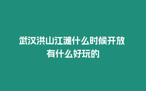 武漢洪山江灘什么時候開放 有什么好玩的