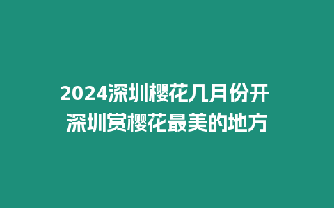 2024深圳櫻花幾月份開 深圳賞櫻花最美的地方