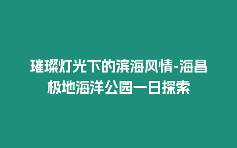 璀璨燈光下的濱海風情-海昌極地海洋公園一日探索